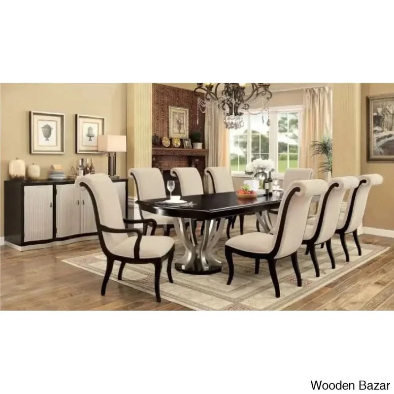 Hopuff Best 8 Seater Extendable Dining Table Set in Double Pedestal
