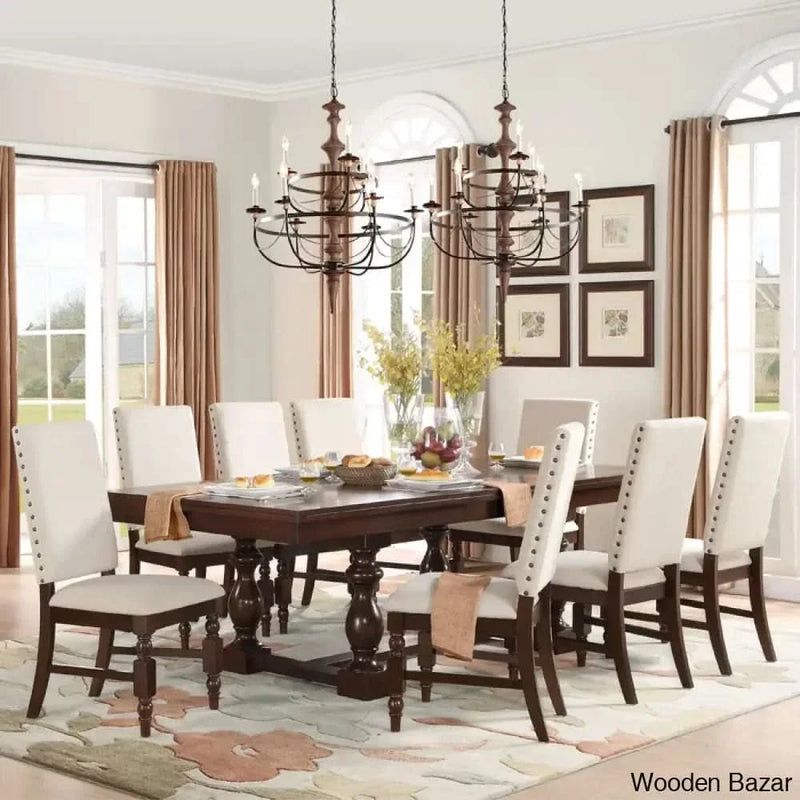 Hurricane Latest Extendable Dining Table ( Set Of 9 Piece ) In Teak Wood