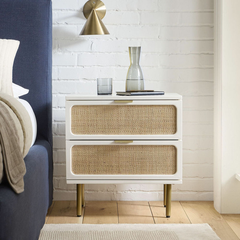 kasmiran Bedside Table in rattan Cane With 2 Drawers