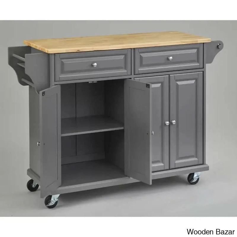 Idlewild Solid Wood Top Kitchen Cart Kitchen trolley cart cabinet kitchen island with storage