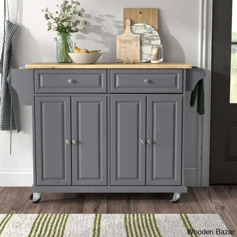 Idlewild Solid Wood Top Kitchen Cart Kitchen trolley cart cabinet kitchen island with storage