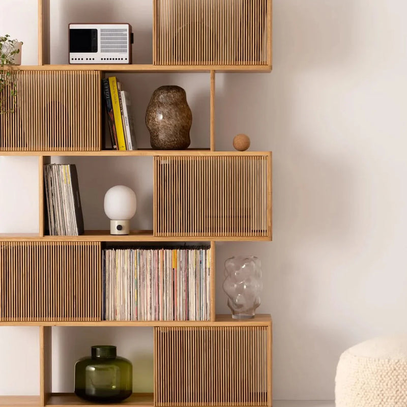 Joss Mid-Centuary Solid Oak Wood Bookshelf - Craft Decor