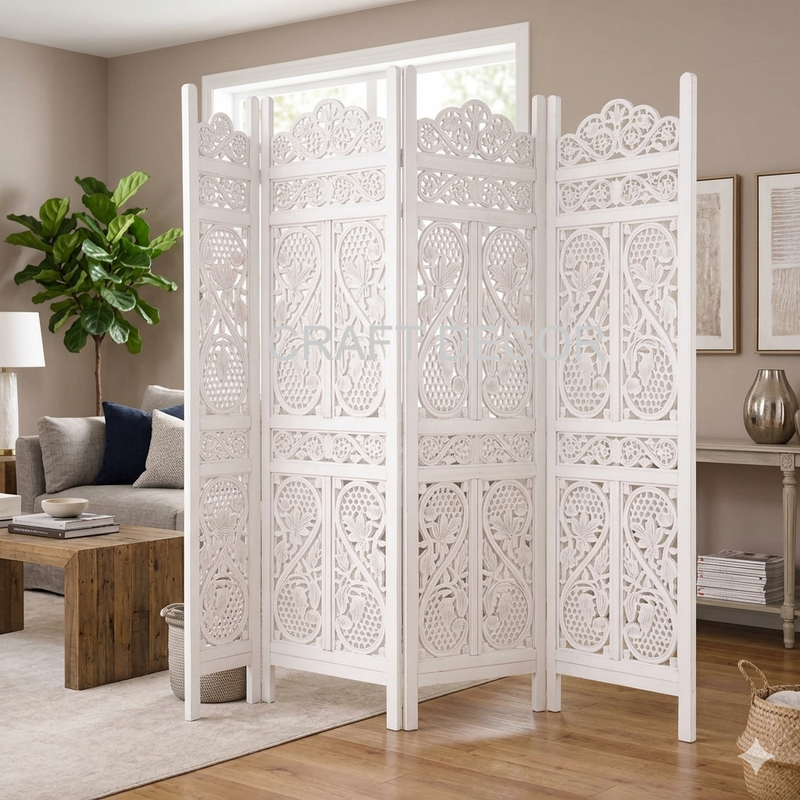 Wooden Handcrafted Premium Carved Partition Screen