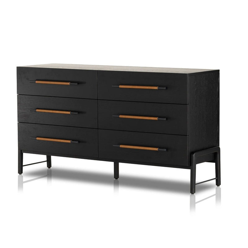 Blackered Modern Black Wooden Dresser with Elegant Handles - Craft Decor