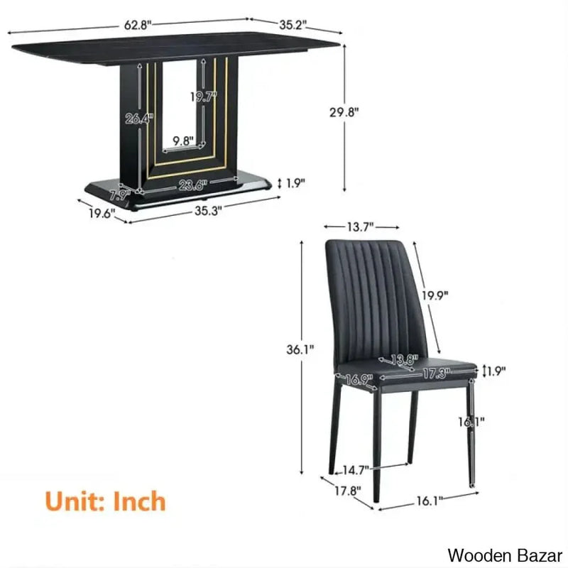 Italian Best Rectangular Dining Set with Premium Faux Leather Chairs