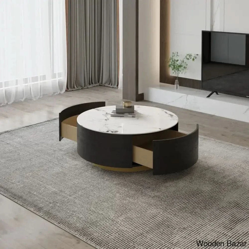 Jahnea Round Coffee Table with Storage, 2 Drawers Coffee and center table