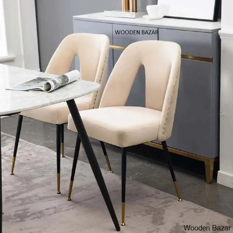 Janak Velvet Solid Back Side Dining Chairs Chair (Set of 2) - Craft Decor