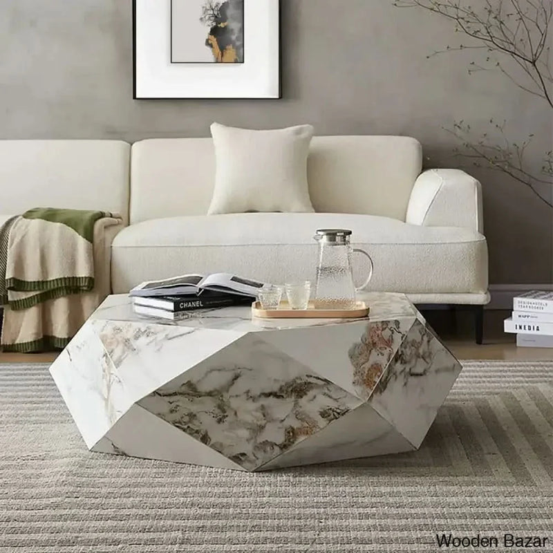 Joalye Modern White Marble Coffee and center Table