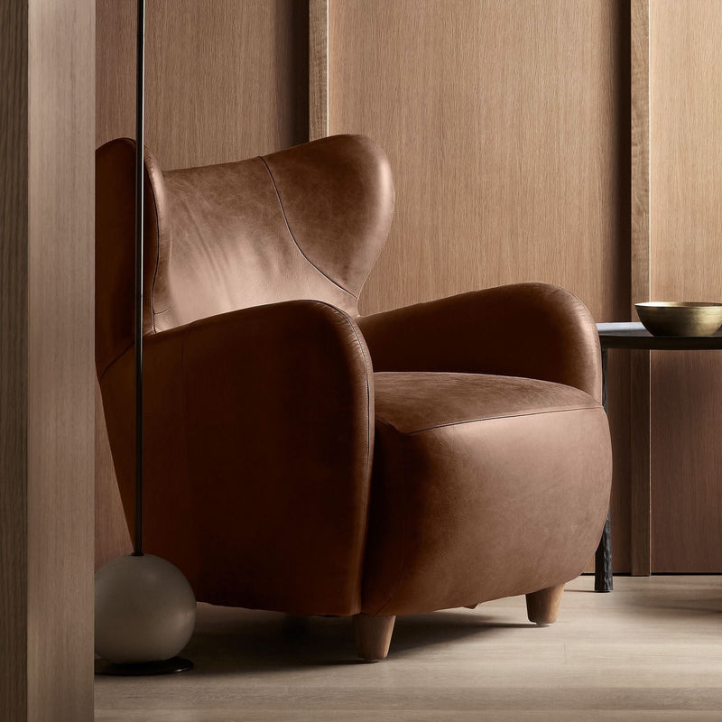 Aanip Wing Leather Chair - Craft Decor