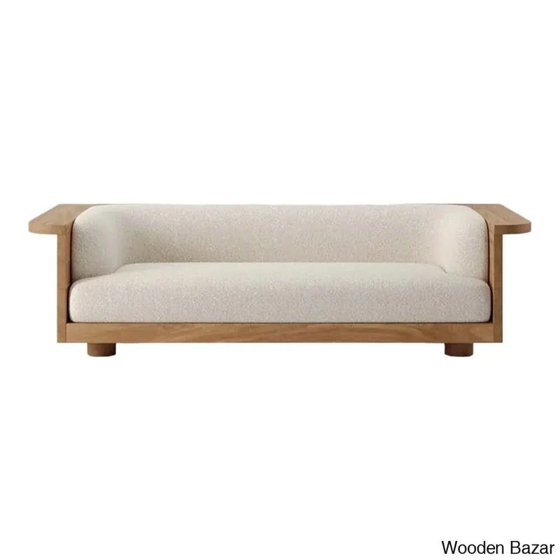 Josiphine Solid Wood 3-Seater Sofa with Upholstery - Wooden Bazar