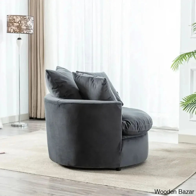 Kaviya 43.3'' Wide Down Cushion Velvet Barrel Chair