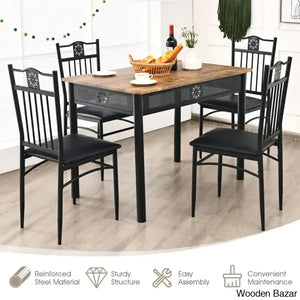 Kelly 4 Seater Dining Table Set - Craft Decor Brown