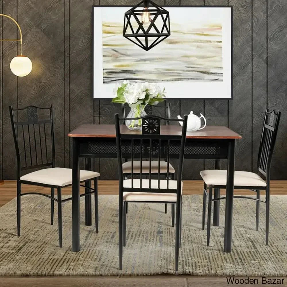 Kelly 4 Seater Dining Table Set - Craft Decor Light Brown