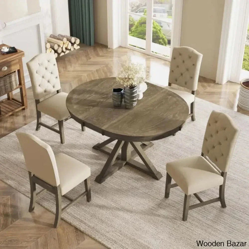 Kelvin Best 4 Seater Extendable Dining Set - Craft Decor Natural Wood Wash
