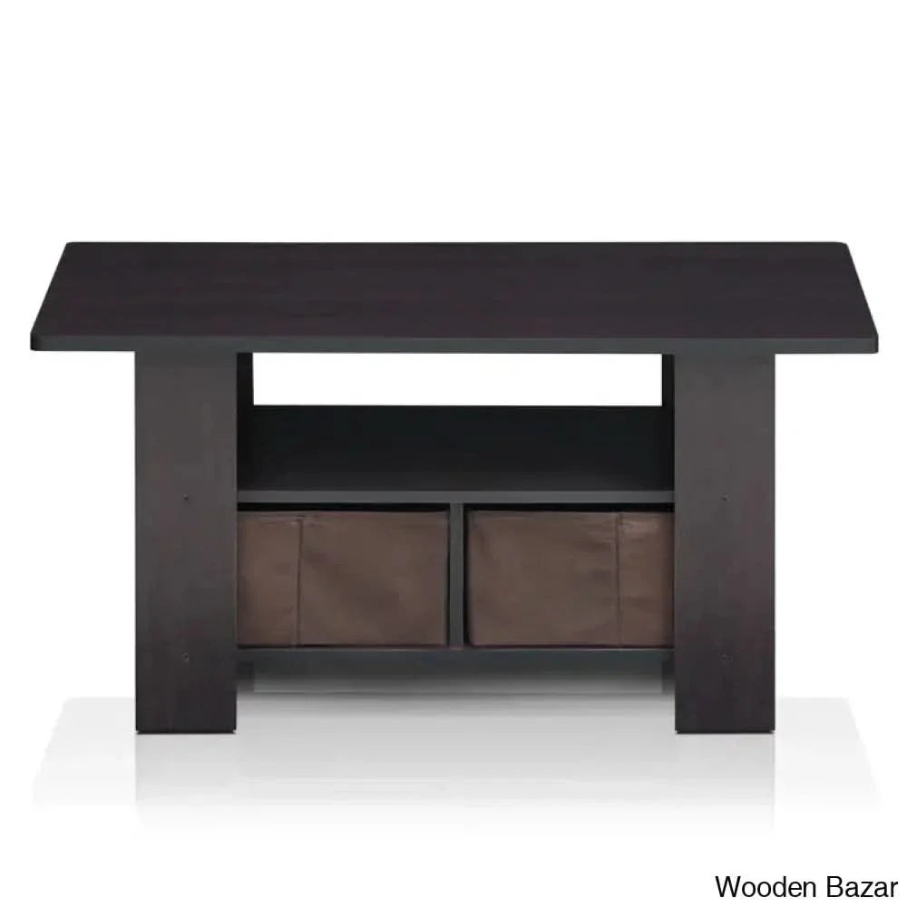 Kentony Coffee And Center Table With Bin Drawer Dark Walnut Top/Dark Base