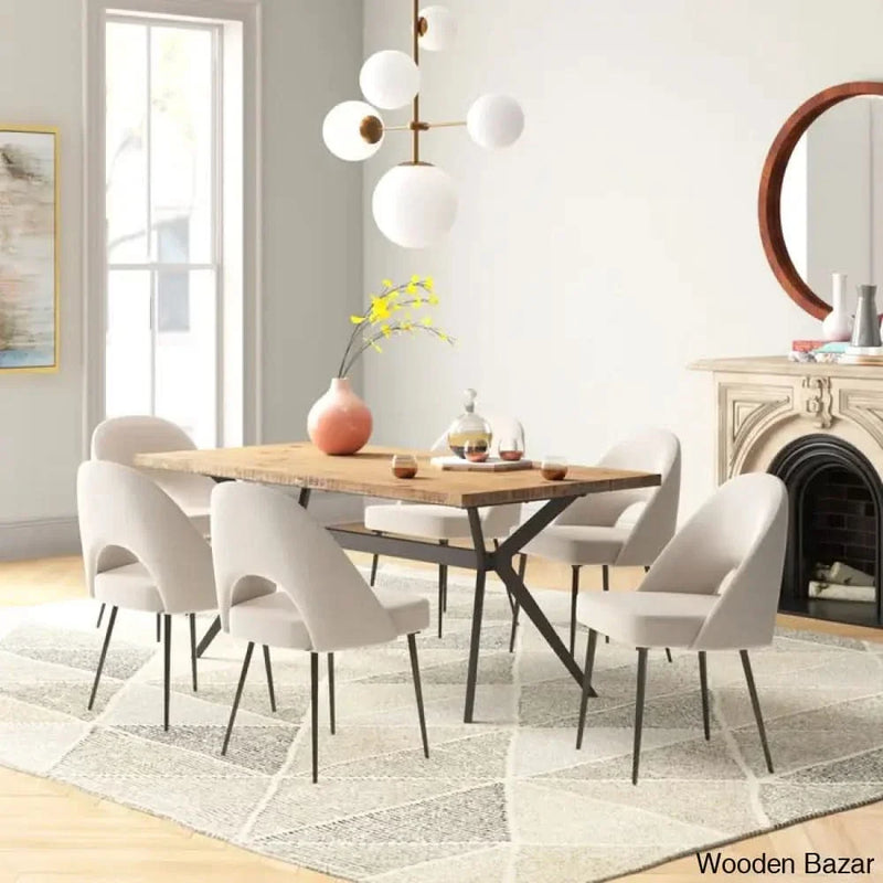 Kenya New 6 seater Solid Wood Top Trestle Dining Set