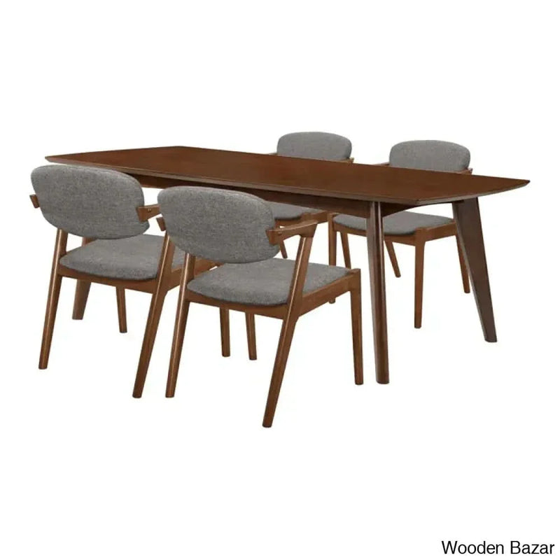 Khaliek Rectangular Dining Set in Brown and Gray