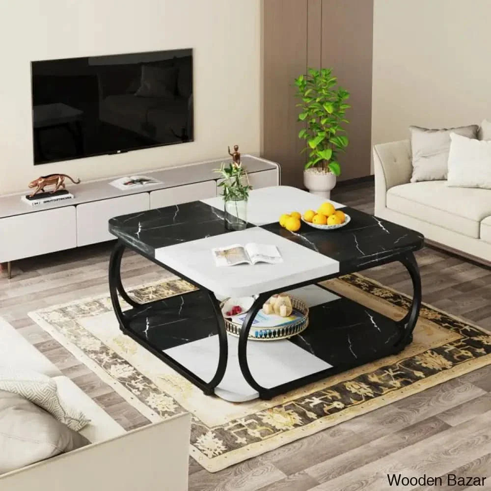 Kim Luxury Coffee And Center Table - Craft Decor Black/White