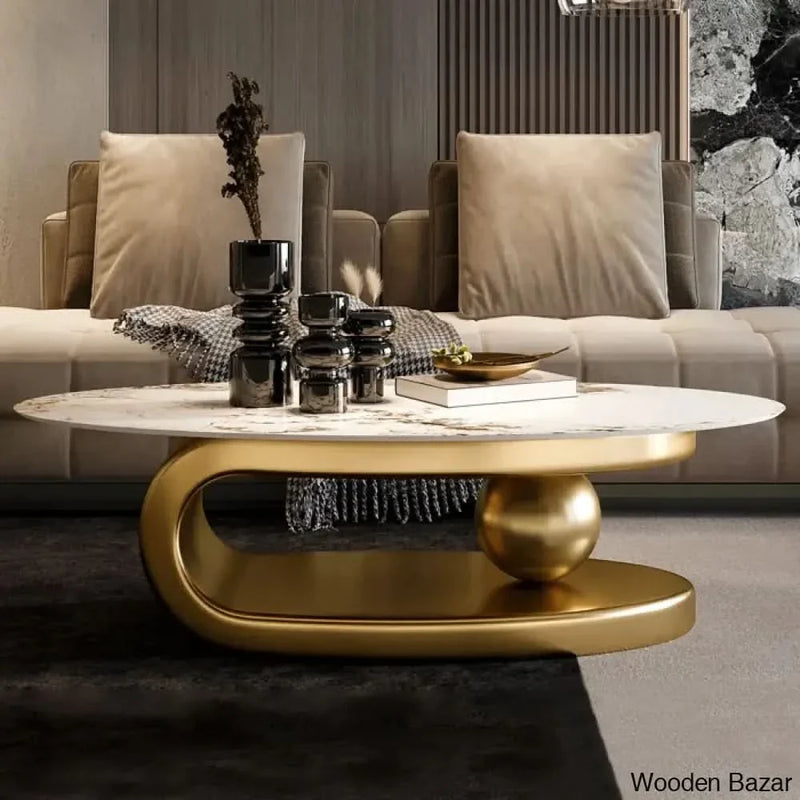 Labiana 51.18'' Pandora Oval Coffee and center Table with stone top