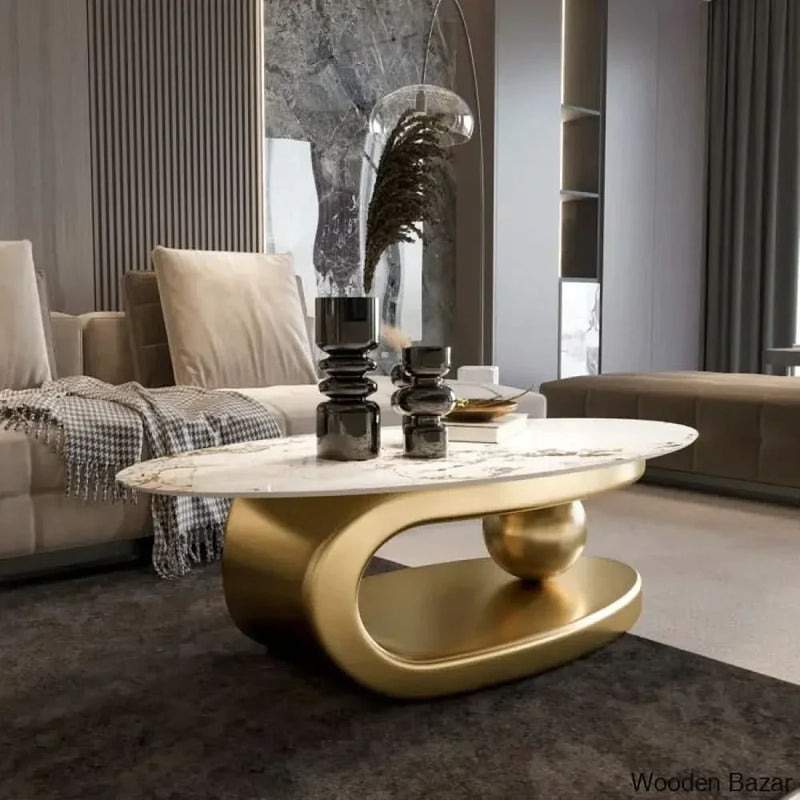 Labiana 51.18'' Pandora Oval Coffee and center Table with stone top