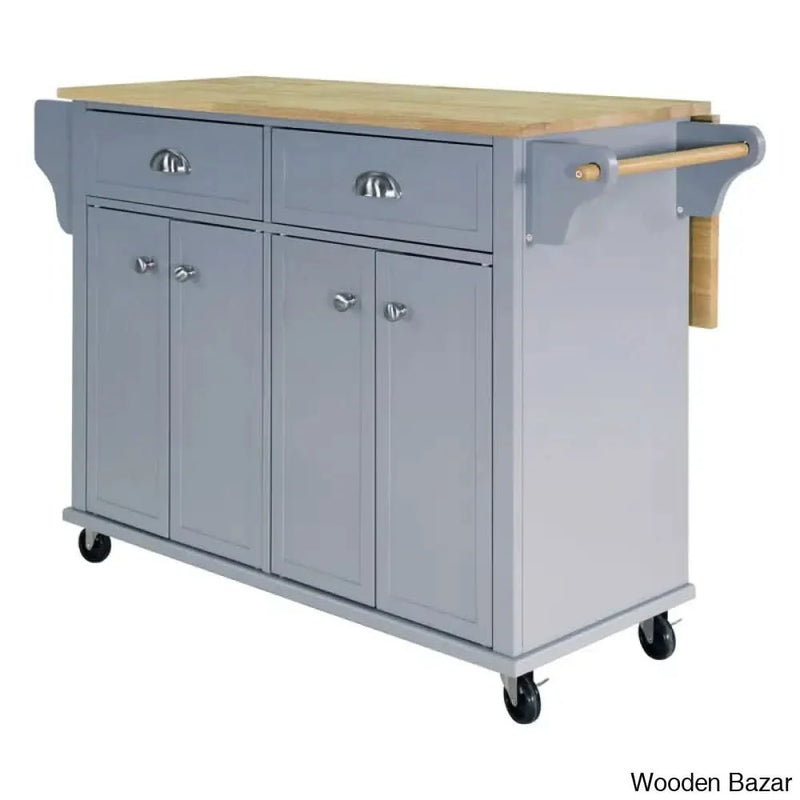 Lanelle Solid Wood Kitchen Island with Drop Leaf, Greenguard Gold Certified Kitchen trolley cart cabinet kitchen island with storage