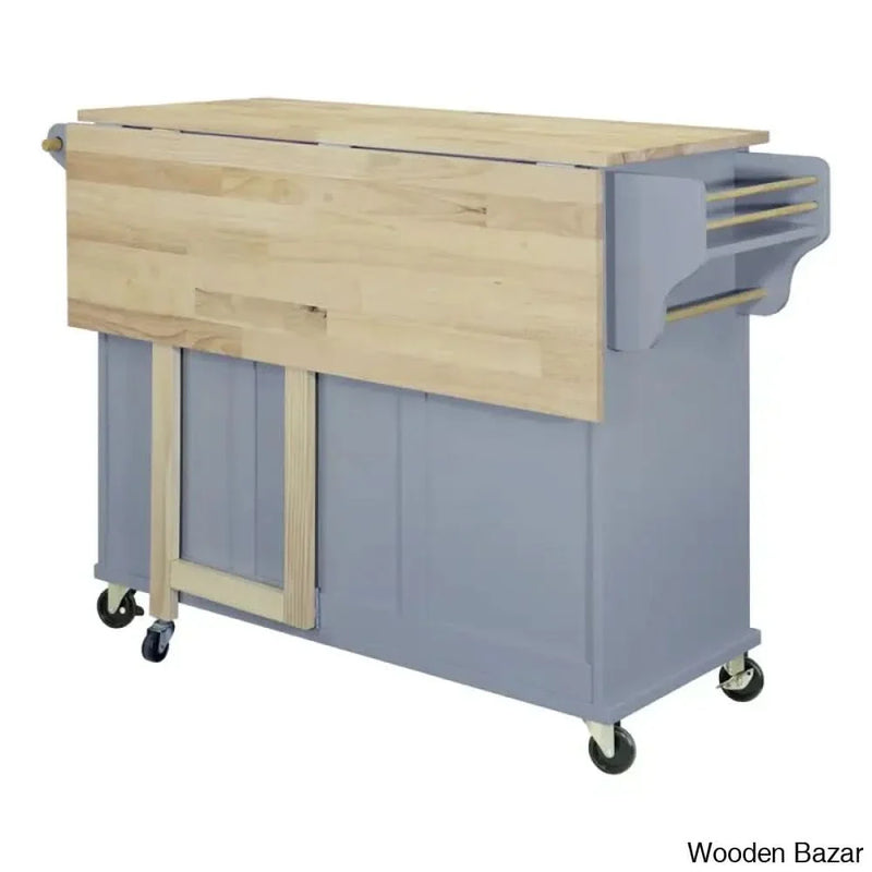 Lanelle Solid Wood Kitchen Island with Drop Leaf, Greenguard Gold Certified Kitchen trolley cart cabinet kitchen island with storage