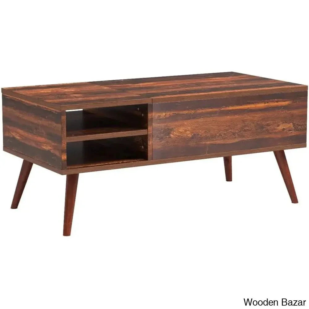 Lansun Single Coffee And Center Table Dark Brown Wood / 16.93’’ H X 39.37’’ L 19.69’’ W