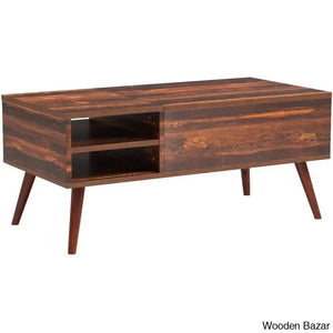 Lansun Single Coffee And Center Table Dark Brown Wood / 16.93’’ H X 39.37’’ L 19.69’’ W