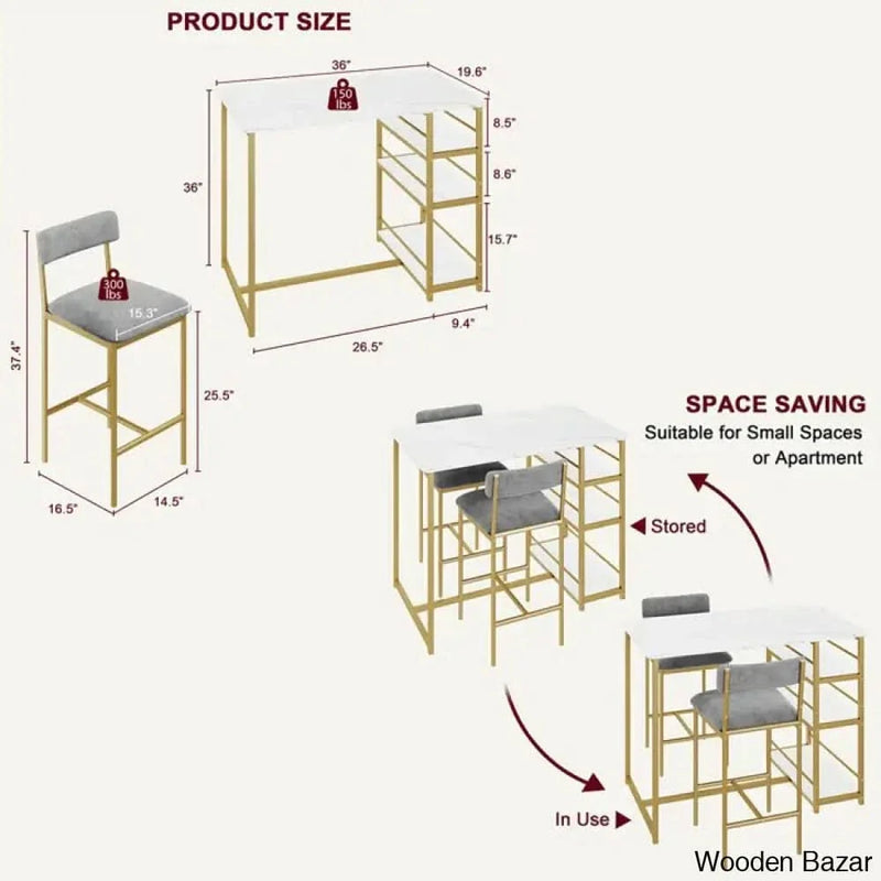 Latest 2 Seater Dining Table Set in Three Legs Design