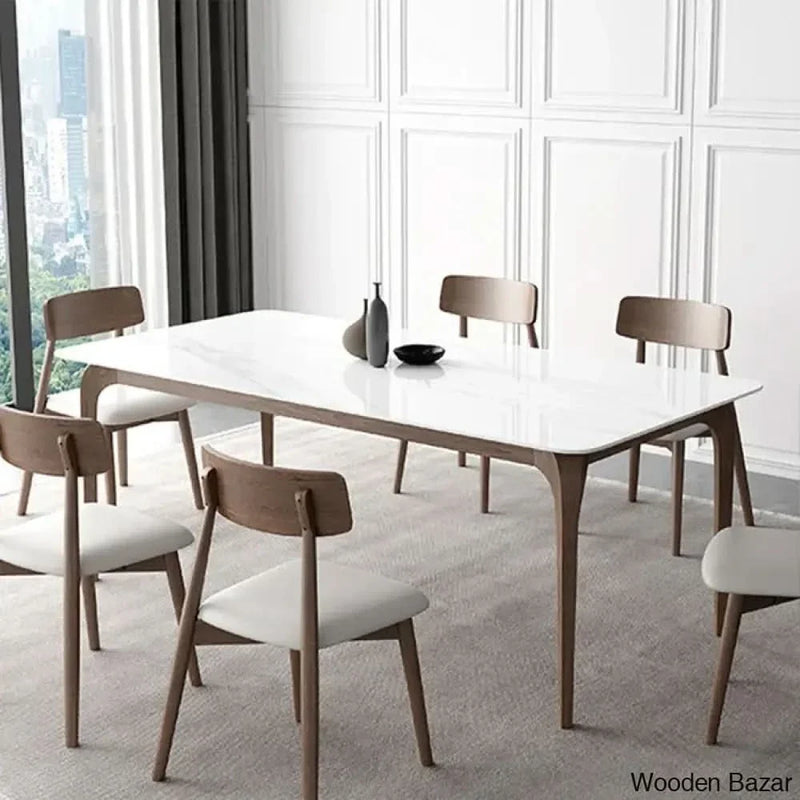 Latest 6 Seater Dining Table Set in Stone Top