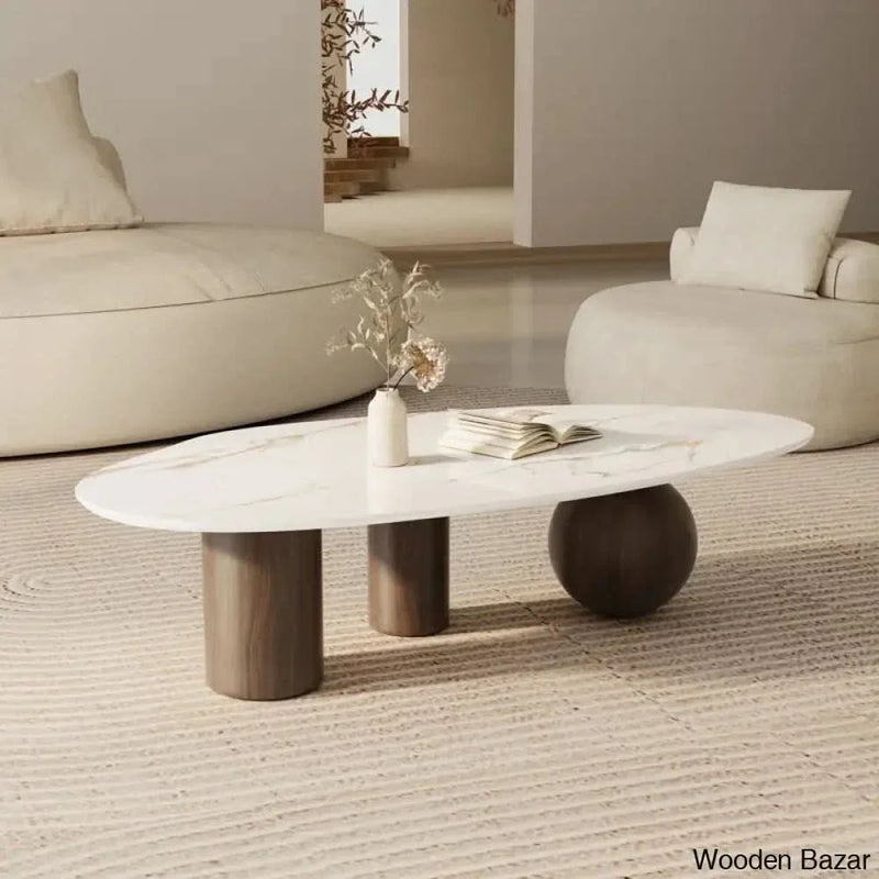 Layllas Modern 54" Coffee and center Table, Sintered Stone Table-top, 3 legs