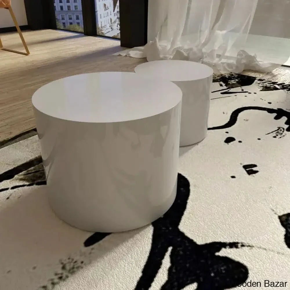 Leidingl Pedestal Nesting Coffee And Center Table White