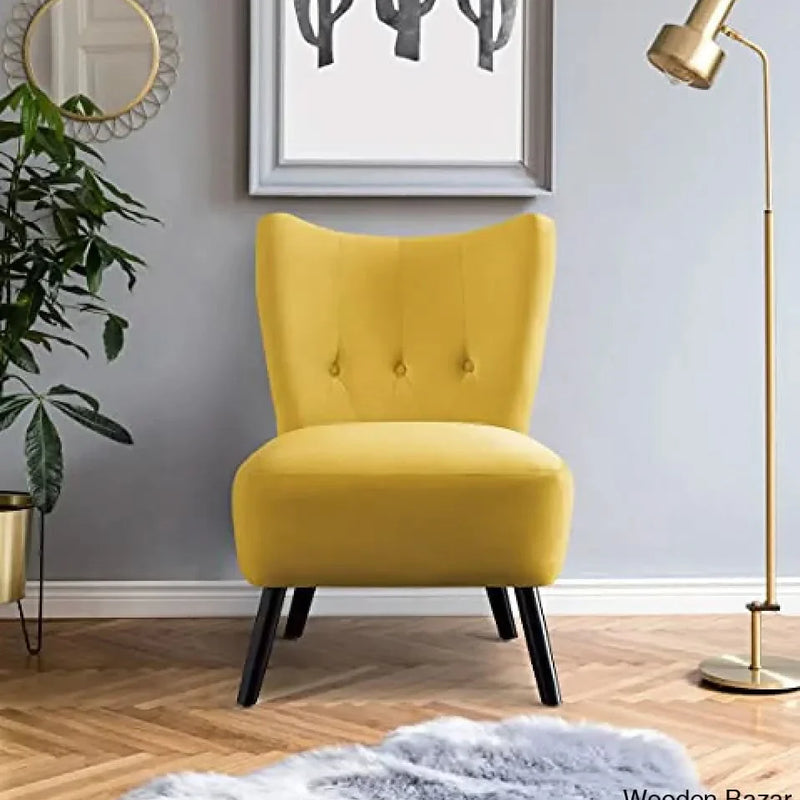 Lexicon Vada Tufted Velvet Accent Chair, 22.5" W, Yellow