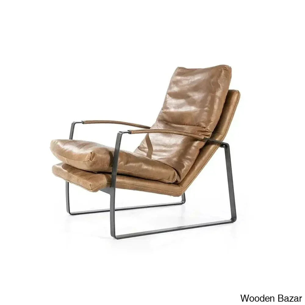 Lillian Lex Modern Single Seater Armchair With Metal Base - Craft Decor Light Brown