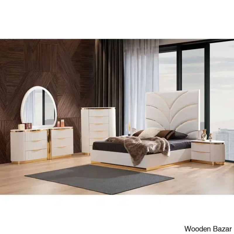 Linne Luxury 3 Piece Bedroom set With Dressing table Side table - Craft Decor