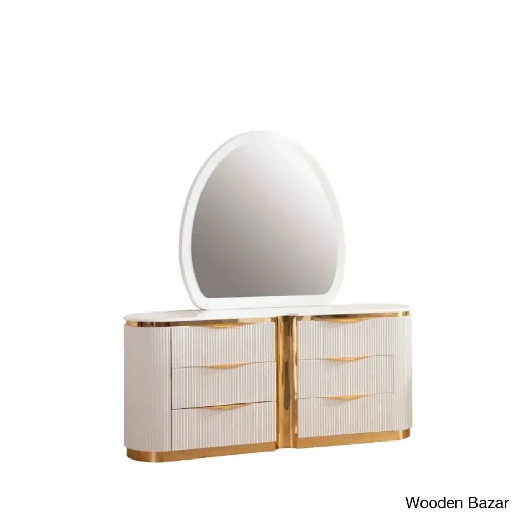 Linne Luxury 3 Piece Bedroom Set With Dressing Table Side - Craft Decor Table