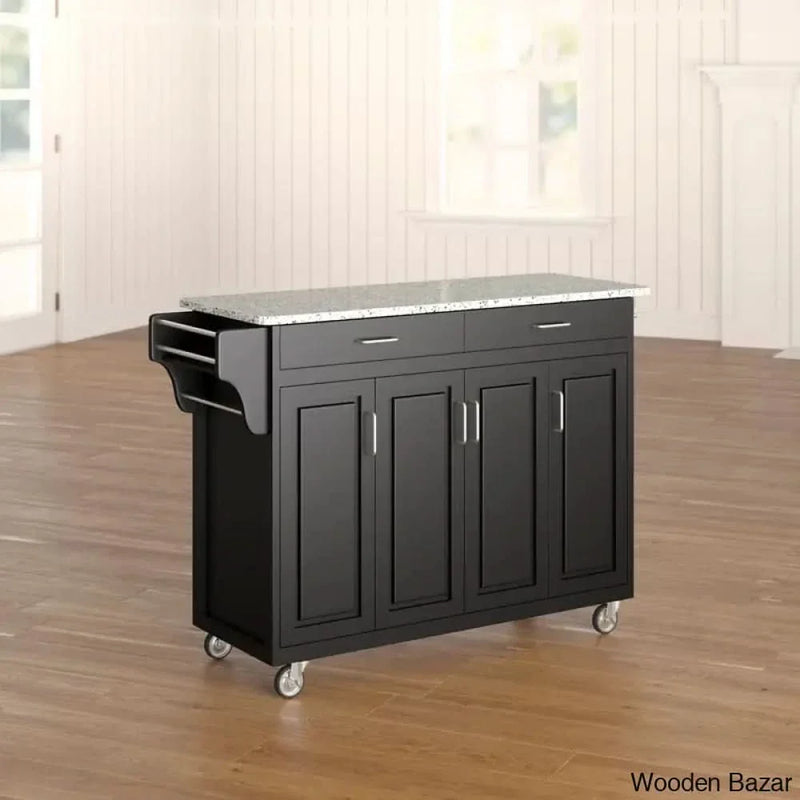 Littrell Granite Top Kitchen Island Kitchen trolley cart cabinet kitchen island with storage