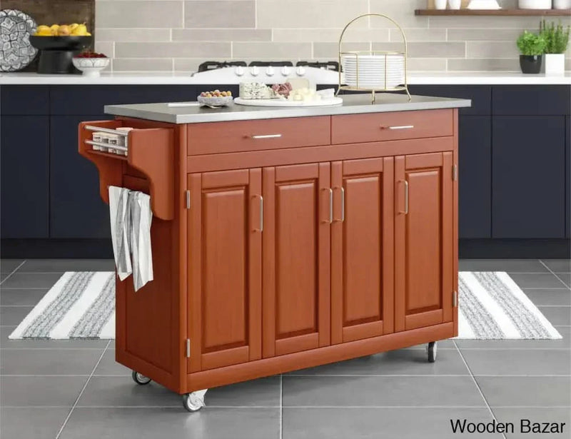 Littrell Kitchen Island Kitchen trolley cart cabinet kitchen island with storage