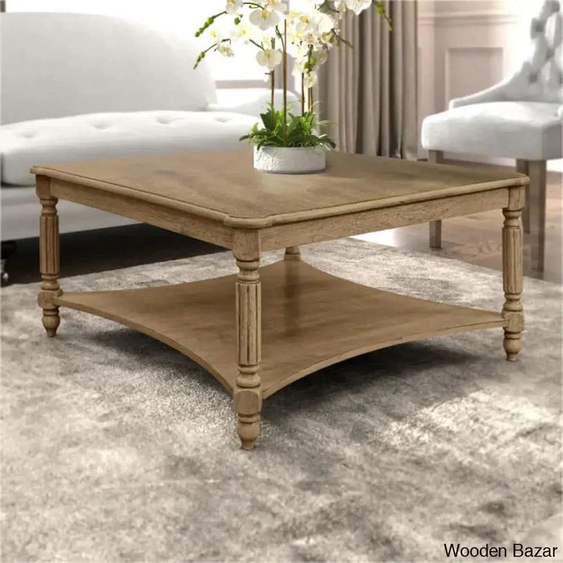 Locke Solid Wood Square Coffee and Center Table