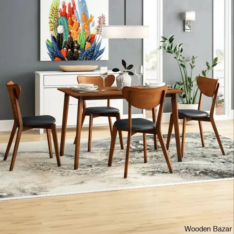 Locon Stylish Wooden 4 Seater Dining Table Set - Craft Decor