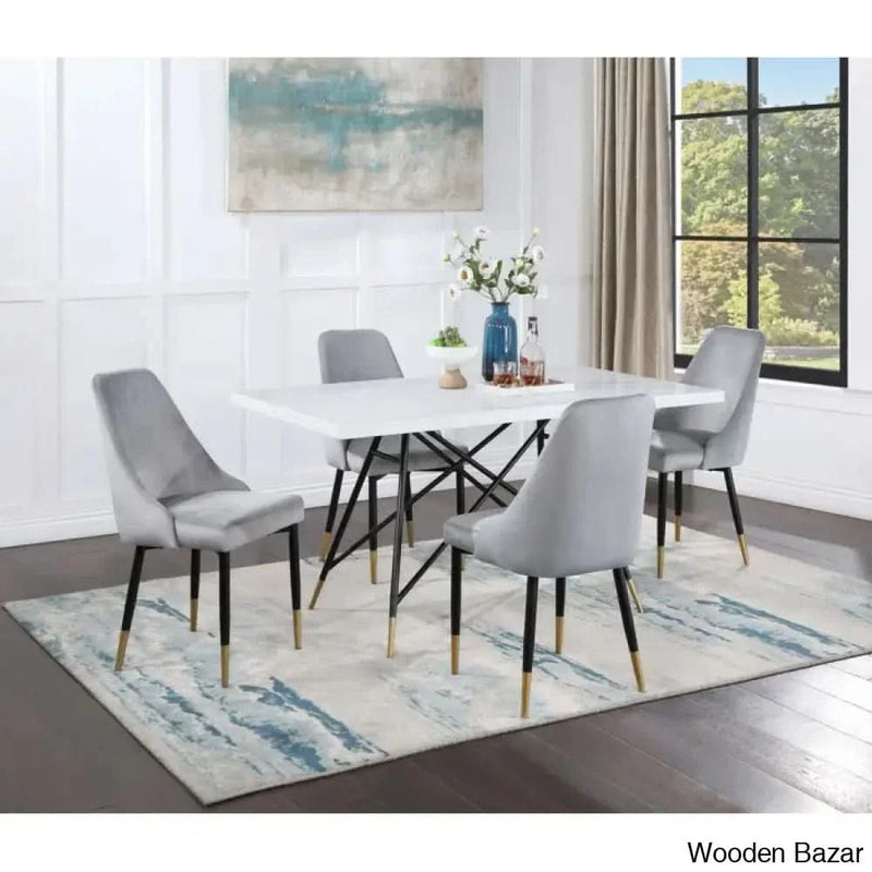 Loonap 4 Seater Marble Top Dining Set - Craft Decor