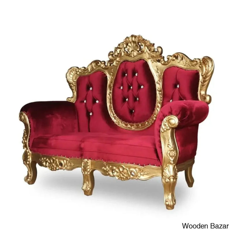 Love Seat Wedding Golden High Back Throne Chair (2 Seater)