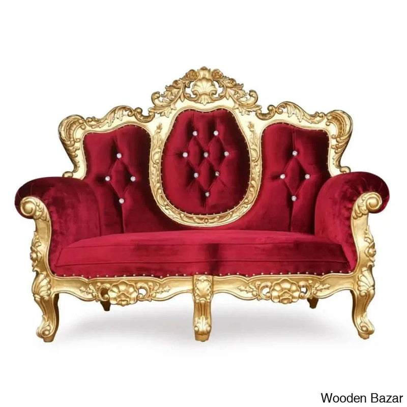 Love Seat Wedding Golden High Back Throne Chair (2 Seater)