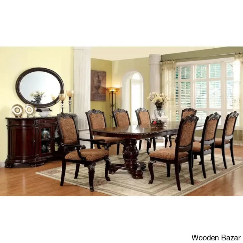Lucas Royal 9 Piece Dining Set in Extendable pedestal Option