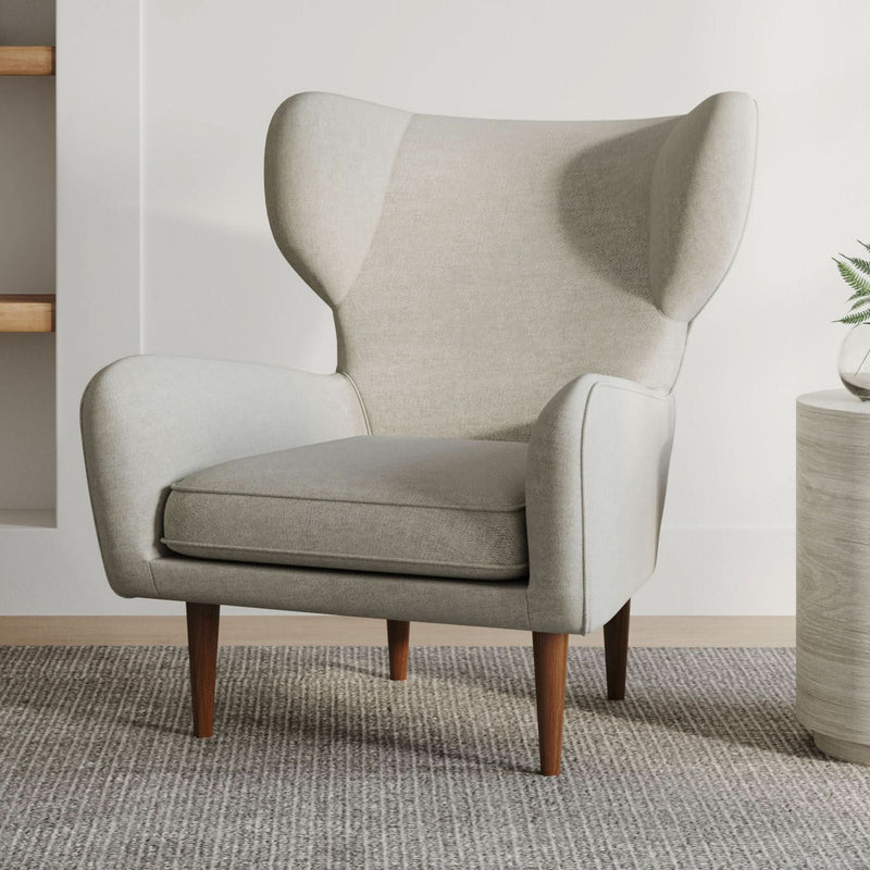 Picasix Wing Chair in Wooden Legs - Wooden  Bazar