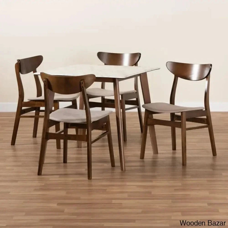 Lunar New 4 Seater Modern Dining Table set Marble Top