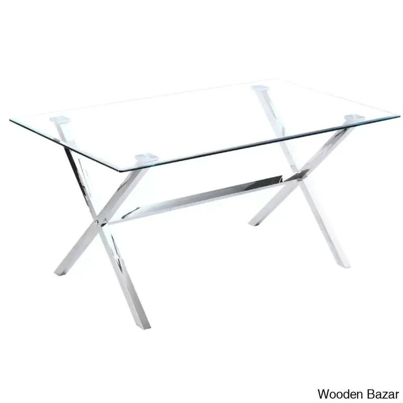 Luxury 4 Seater Glass Top Trestle Dining Set | Best Furniture