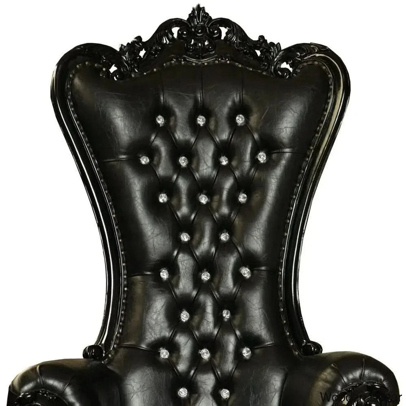 Luxury Wedding High Back Throne Chair Leather (Black)