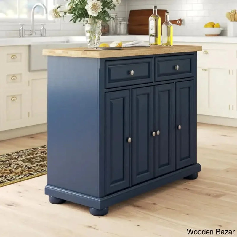 Madison Solid Wood Top Kitchen Island Kitchen trolley cart cabinet kitchen island with storage