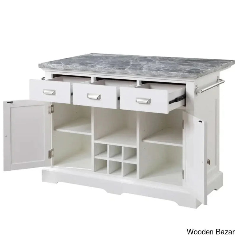 Mantello Marble Top Kitchen Island Kitchen trolley cart cabinet kitchen island with storage